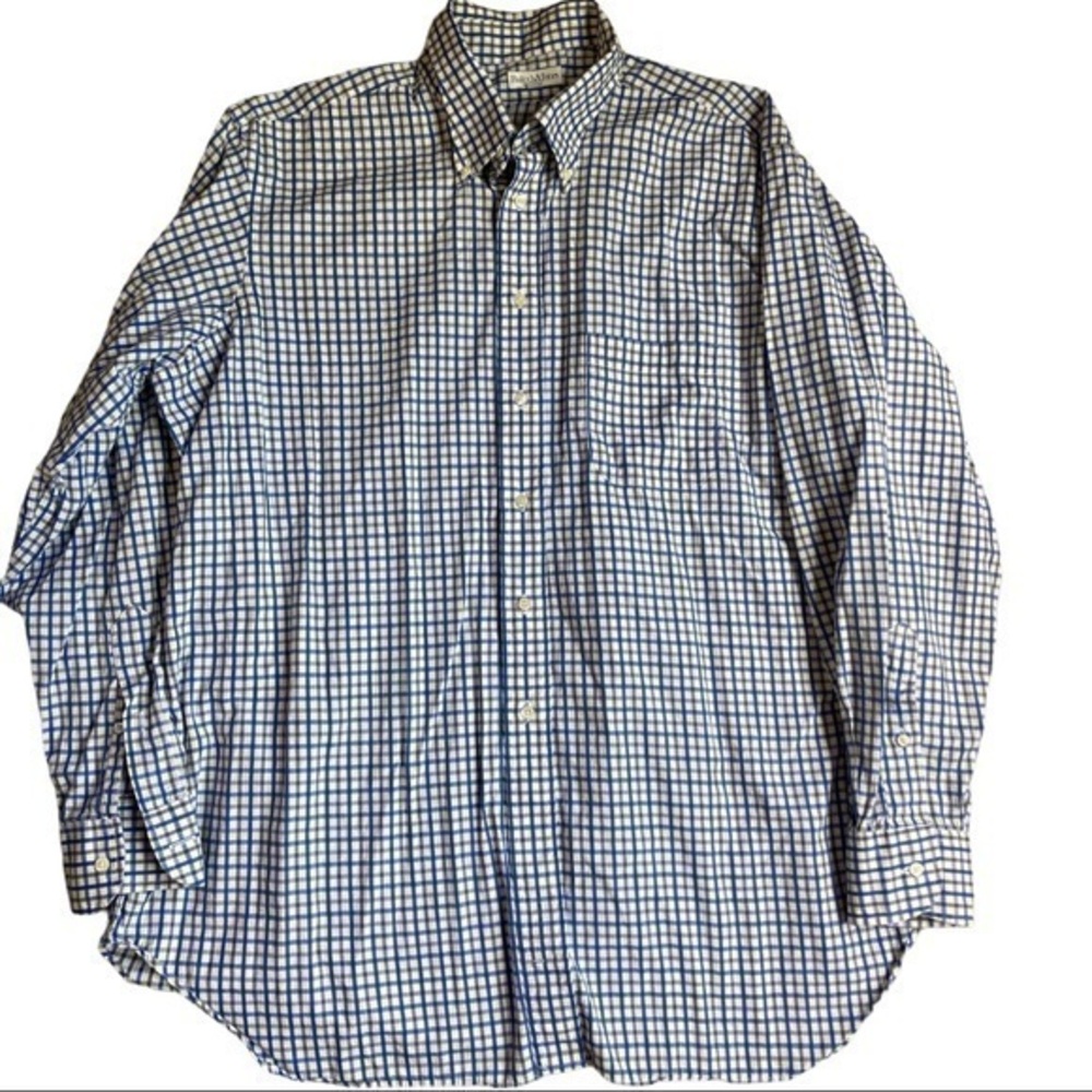 Bullock & Jones button down blue gray white XL